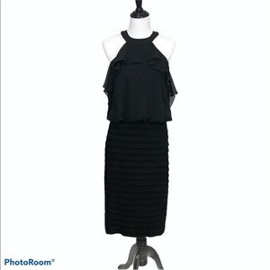 Scarlett halter neck chiffon tiered bodice back zip black dress size 8T